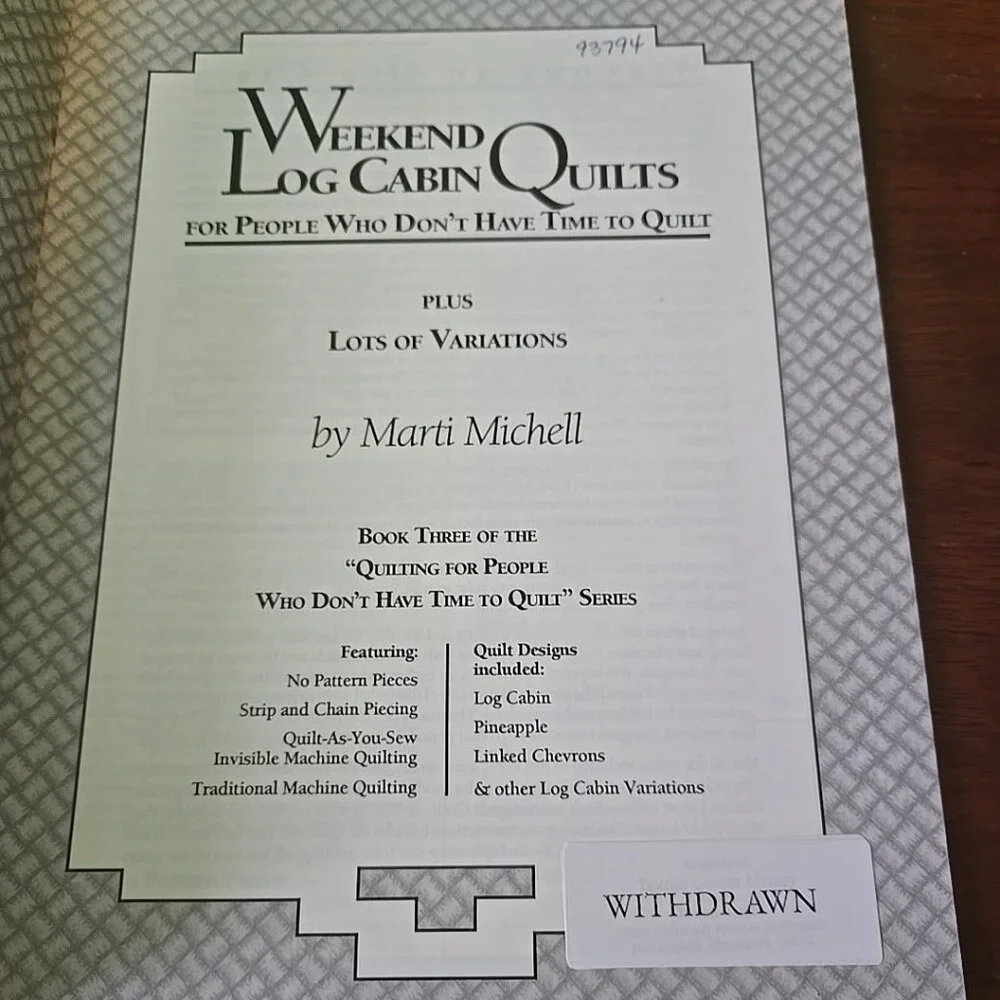 Weekend Log Cabin Quilts Instruction Book Quilting #4126 Book 3 Mitchell